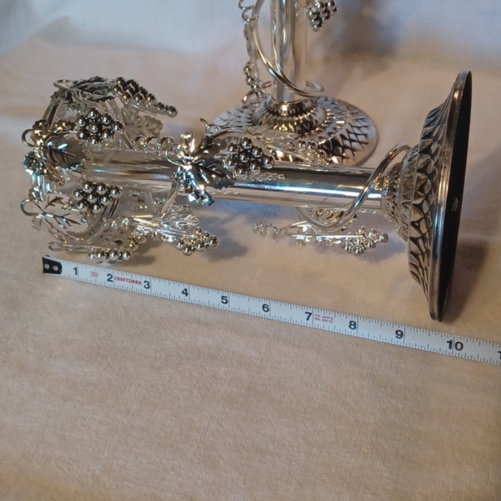 Silver Grape Vine Candle Holders - Elegant Home Accents Studio Silversmith Set - Picture 5 of 6